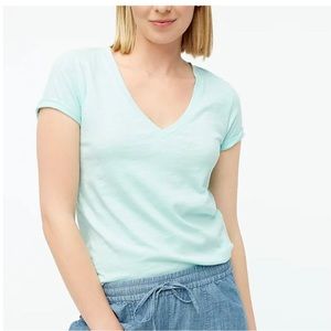 NWT J. Crew Vintage Cotton V-Neck T-Shirt Mint Green Size S Short Sleeve Stretch